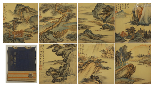 CHINESE ALBUM OF PAINTING MOUNTAINS LANDSCAPE