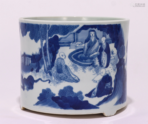 A CHINESE BLUE AND WHITE PORCELAIN INCENSE BURNER