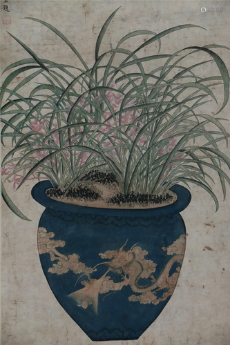 A CHINESE PAINTING OF FLOWERPOT