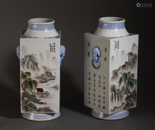 A PAIR OF CHINESE WUCAI PORCELAIN VASES