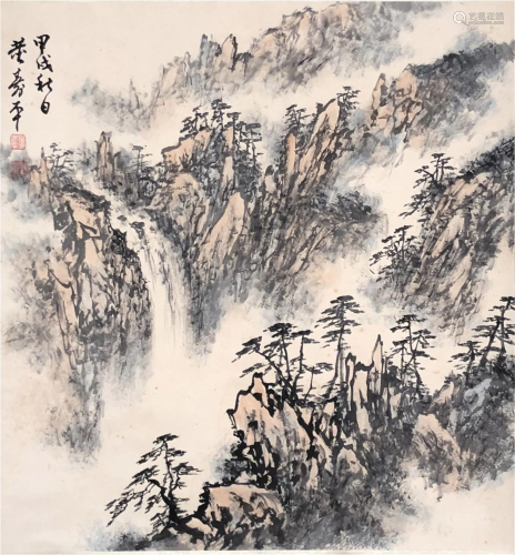 A CHINESE PAINTING OF MOUNTAIN LANDSCAPE