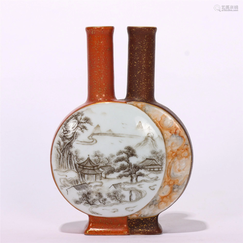 A CHINESE INK COLOR GLAZED PORCELAIN VASE