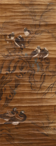 A CHINESE PAINTING OF BIRDS