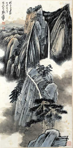 A CHINESE PAINTING OF MOUNTAINS