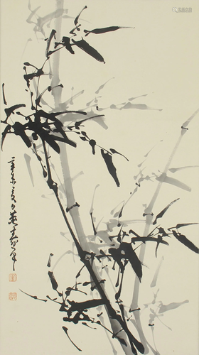 A CHINESE INK PAINTING OF BAMBOOS