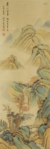 A CHINESE PAINTING OF MOUNTAIN LANDSCAPE