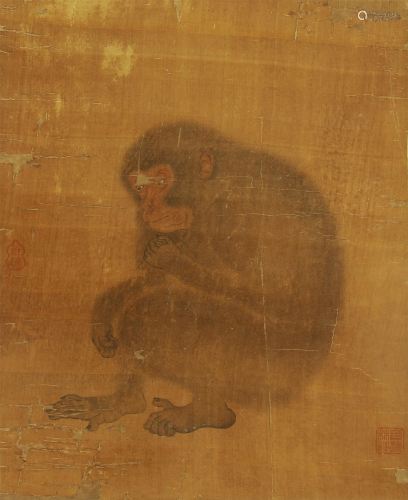 A CHINESE PAINTING OF MONKEY