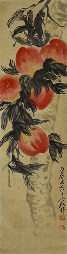 A CHINESE PAINTING OF PEACHES