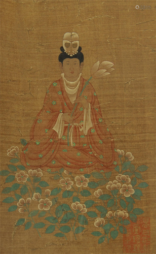 A CHINESE PAINTING OF FIGURE OF GUANYIN BUDDHA