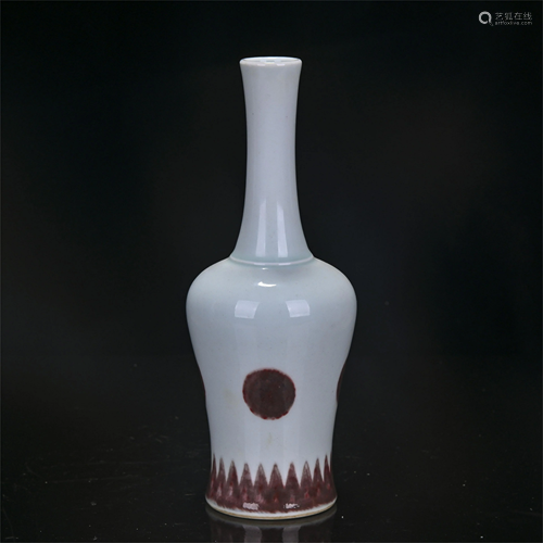 A CHINESE CELADON UNDERGLAZE RED PORCELAIN VASE