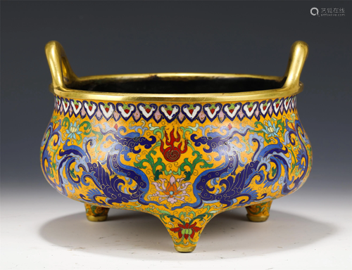 A CHINESE CLOISONNE DRAGON PATTERN INCENSE BURNER