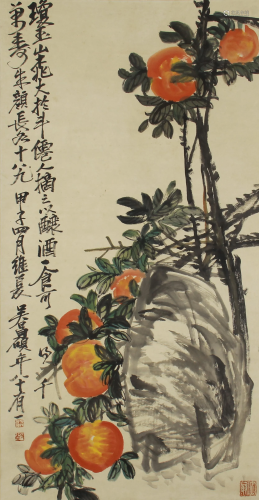 A CHINESE PAINTING OF FLOWERS