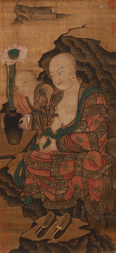 A CHINESE PAINTING OF LUOHAN