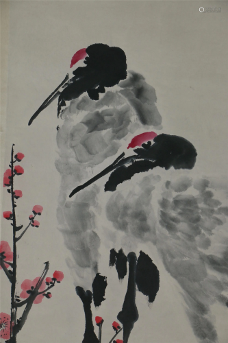 CHINESE PAINTING OF A PAIR OF CRANES
