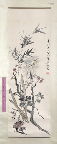 A CHINESE PAINTING OF FLOWERS