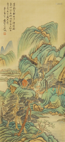 A CHINESE PAINTING OF MOUNTAIN LANDSCAPE