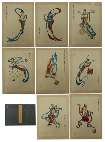 A CHINESE ALBUM OF PAINTING FLYING APSARAS