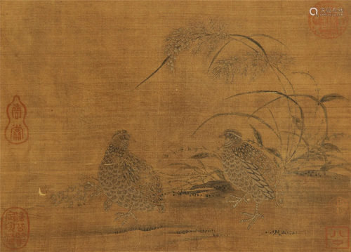 A CHINESE PAINTING OF BIRDS