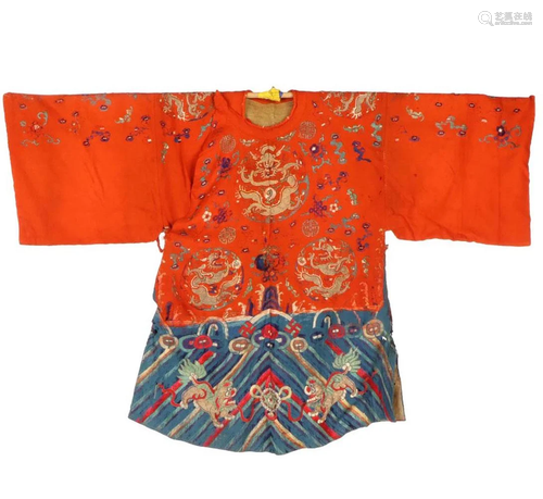 Chinese Red Silk Embroidered Lady Robe