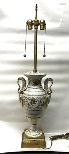 French Gilt Porcelain Vase Lamp