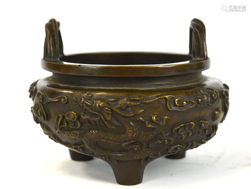 Chinese Bronze Dragon Incense Burner