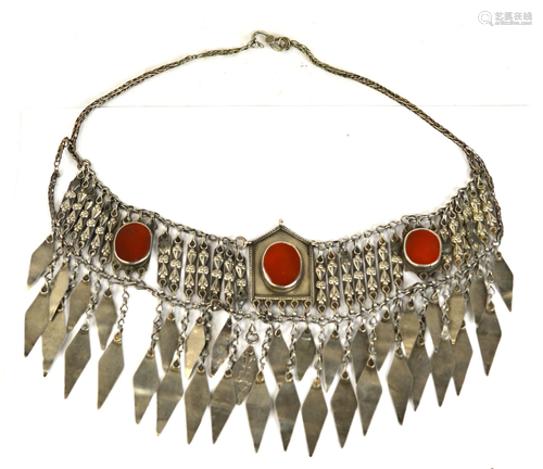 Turkmen Silver & Agate Head Band/ Necklace