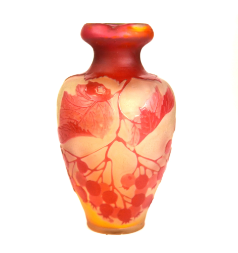 Galle Floral Form Top Red Berry Vase