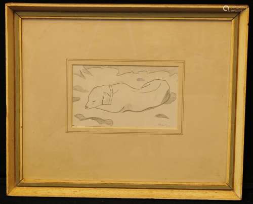 After Franz Marc The White Dog signed, pencil, 9cm x 15cm