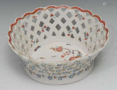 A Bow Two Quail pattern flared circular basket, typically de...