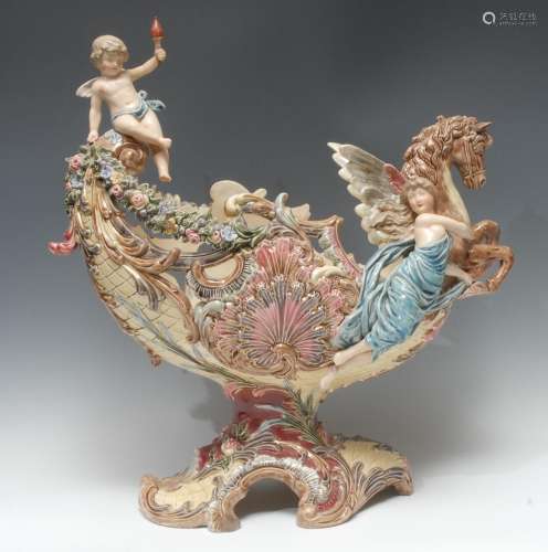 A large Eichwald table centrepiece, moulded with Pegasus myt...