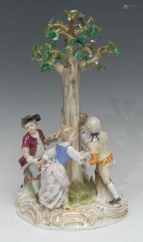 A Meissen figural group, Ring-a-Ring-a-Roses, modelled with ...