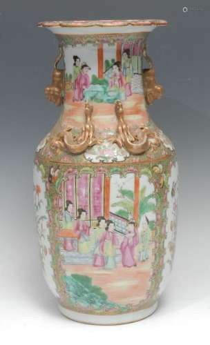 A Chinese famille rose ovoid vase, painted with ladies of th...