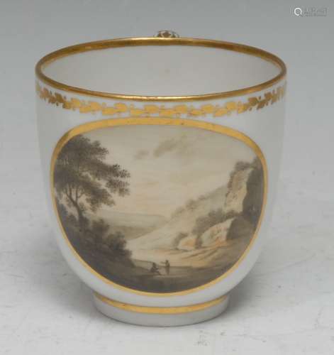 A Derby Named View coffee cup, painted in sepia by Zachariah...