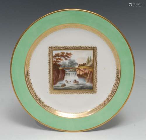 A Derby Named View circular plate, pained by George Robertso...