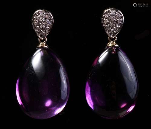 Paar Amethyst-Pendeloques.