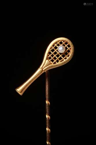 Goldene Tennisschläger-Anstecknadel