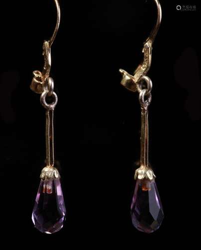 Paar Amethyst-Pendeloques.