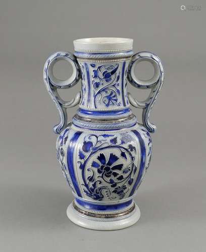 Balusterförmige Steinzeug-Henkelvase.