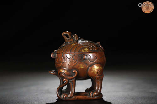 Ming Dynasty, Hollow-carved Design Chicken Bronze Burner