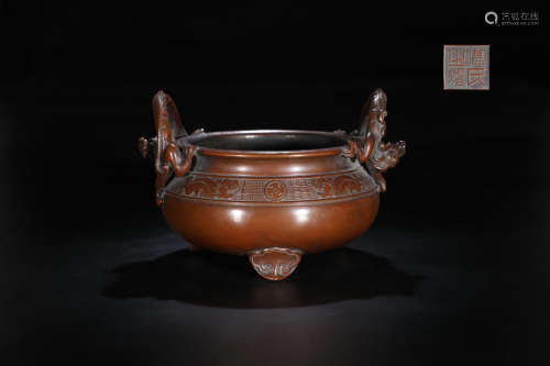 Ming Dynasty, Carving Bronze Burner