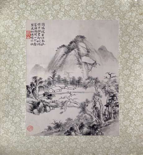Qing Dynasty Period Hua Yan Inscription,  Landscape Painting