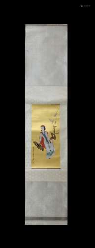 Zhang Daqian Inscription, Vertical-Hanging Lady Painting