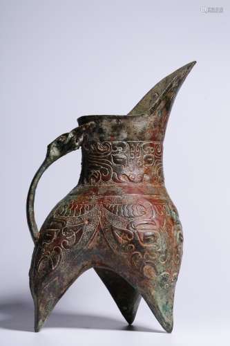 Ming Dynasty Period,  Mythical Animal Pattern Bronze Jia