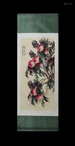 Zhang Daqian Inscription, Vertical-Hanging Peaches Painting