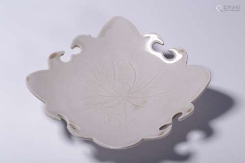 Song Dynasty Period,  Ding  Kiln Lotus Pattern Porcelain Pla...