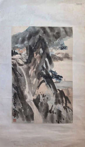 Zhang Daqian Inscription, Splash-ink Landscape Painting