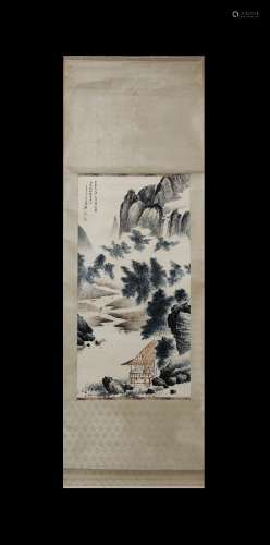 Zhang Daqian Inscription,Vertical-Hanging Landscape Painting