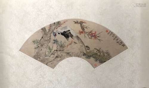 Qing Dynasty Period Wang Li Inscription, Peacock Painting On...