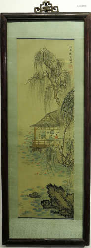 Qing Dynasty Period Qian She Inscription, Landscape Painting