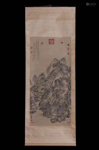 Wang Hui Inscription, Vertical-Hanging Landscape Painting